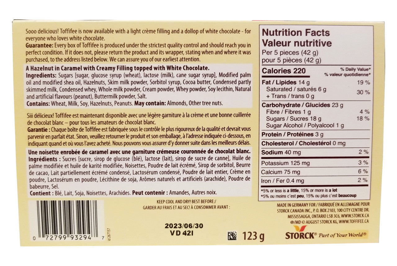 Storck Toffifee White Chocolate, 123g/4.3 oz., {Imported from Canada}